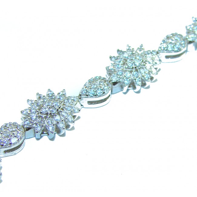 Luxurious Genuine White Topaz .925 Sterling Silver Bracelet