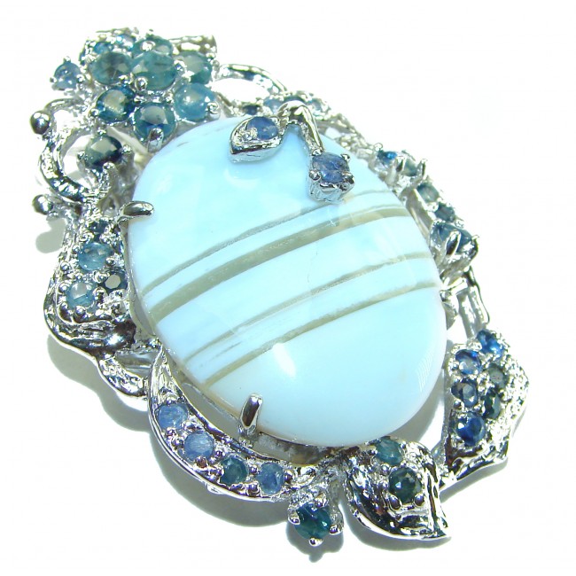 Owhyee Blue Opal - Owhyee Opal .925 Sterling Silver handcrafted Large Pendant - Brooch