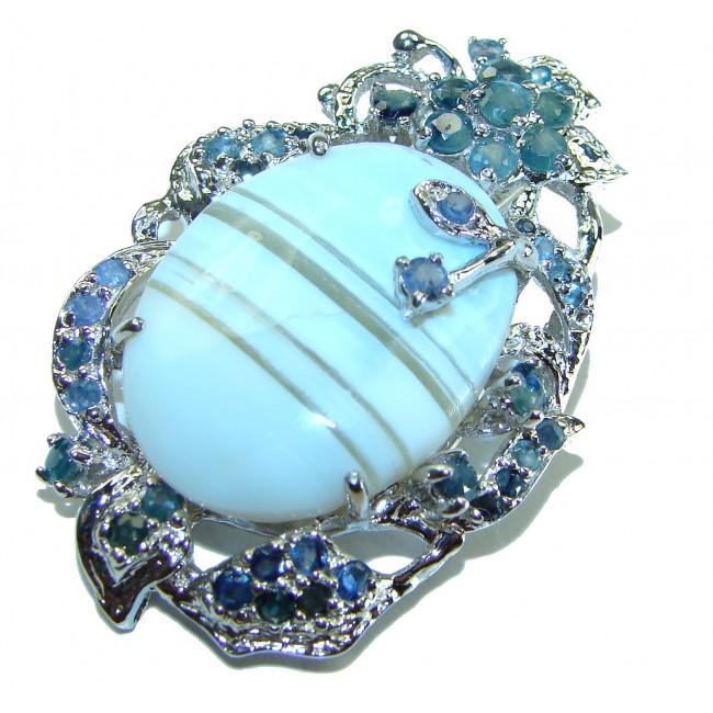 Owhyee Blue Opal - Owhyee Opal .925 Sterling Silver handcrafted Large Pendant - Brooch