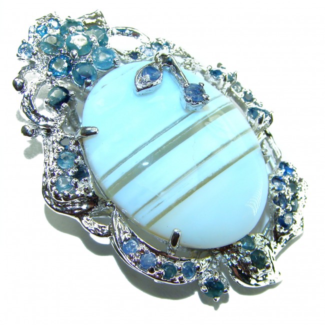 Owhyee Blue Opal - Owhyee Opal .925 Sterling Silver handcrafted Large Pendant - Brooch