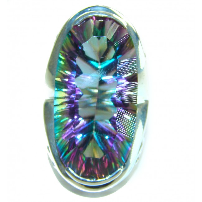 Massive Mystic Topaz .925 Sterling Silver handcrafted Large ring size 9 1/4