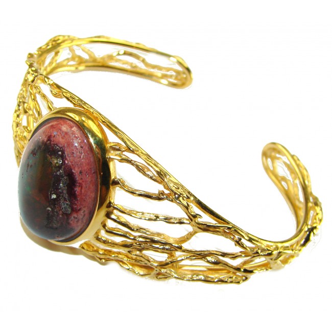 Premium Mexican Fire Opal Bracelet in 14K Yellow Gold Plated Sterling Silver