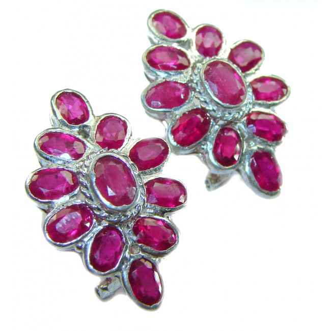 Great quality unique authentic Ruby .925 Sterling Silver handcrafted earrings