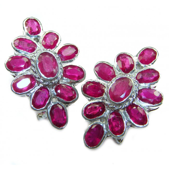 Great quality unique authentic Ruby .925 Sterling Silver handcrafted earrings