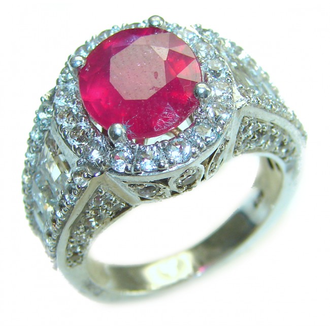 Bright Treasure 9.8 carat Ruby .925 Sterling Silver handmade Ring size 7 1/4