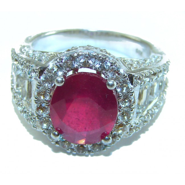 Bright Treasure 9.8 carat Ruby .925 Sterling Silver handmade Ring size 7 1/4