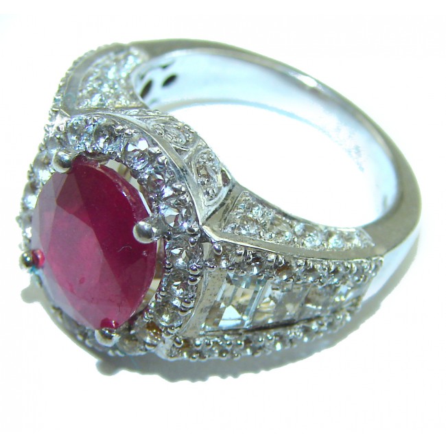 Bright Treasure 9.8 carat Ruby .925 Sterling Silver handmade Ring size 7 1/4