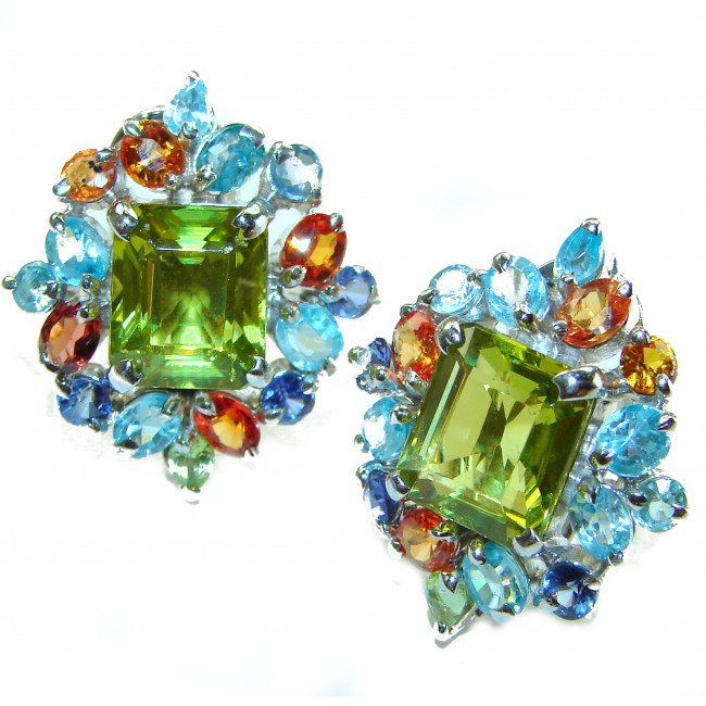 Incredible Beauty authentic Peridot .925 Sterling Silver handcrafted earrings