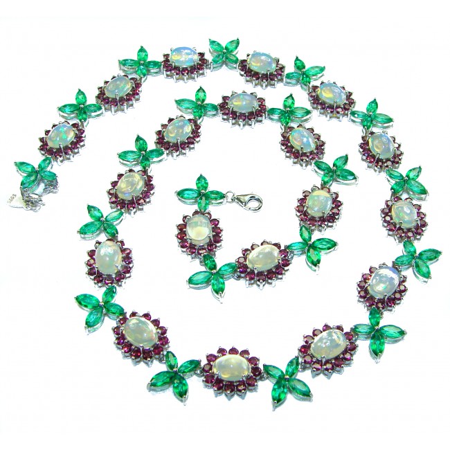 A Million Stars Real Masterpiece Natural Ethiopian Opal .925 Sterling Silver handcrafted Necklace