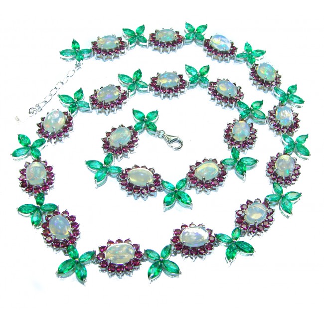 A Million Stars Real Masterpiece Natural Ethiopian Opal .925 Sterling Silver handcrafted Necklace