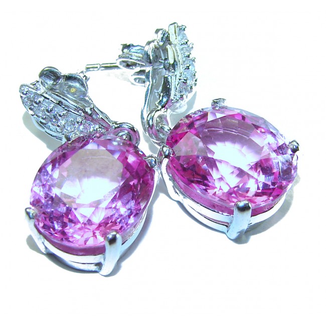 A Spark of Sweetness Hot Pink Topaz .925 Sterling Silver handcrafted earrings