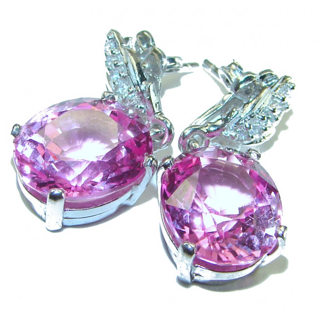 A Spark of Sweetness Hot Pink Topaz .925 Sterling Silver handcrafted earrings