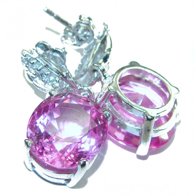 A Spark of Sweetness Hot Pink Topaz .925 Sterling Silver handcrafted earrings