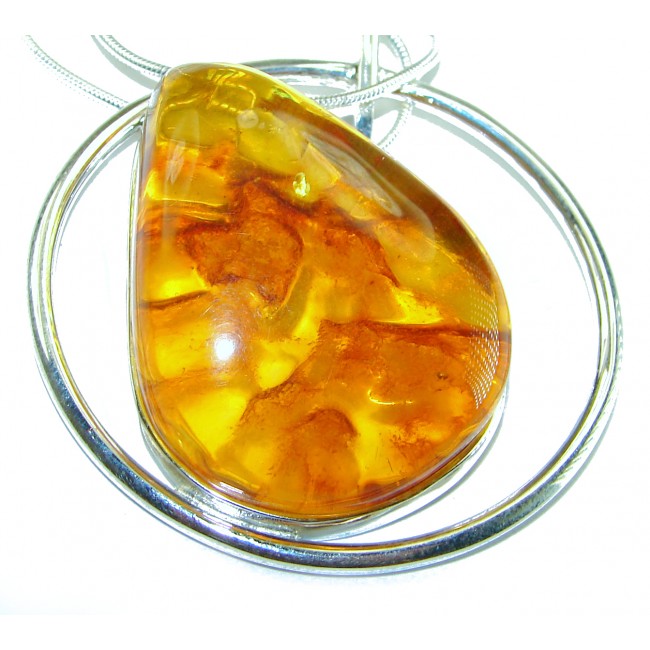 Natural Beauty Golden Polish Amber .925 Sterling Silver handmade necklace