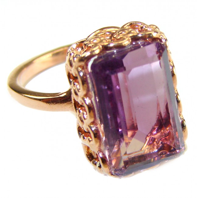 Spectacular Amethyst 14K Gold over .925 Sterling Silver Handcrafted Ring size 9 1/2