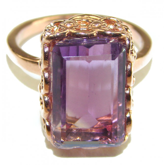 Spectacular Amethyst 14K Gold over .925 Sterling Silver Handcrafted Ring size 9 1/2