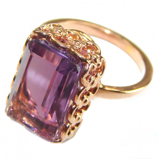 Spectacular Amethyst 14K Gold over .925 Sterling Silver Handcrafted Ring size 9 1/2