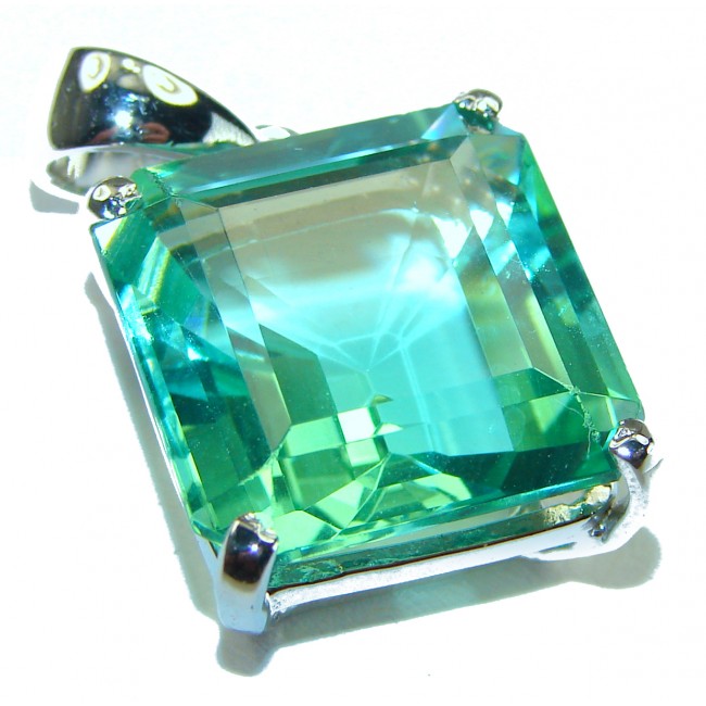 Luxurious 14.5 carat squere cut Apatite .925 Sterling Silver handmade Pendant