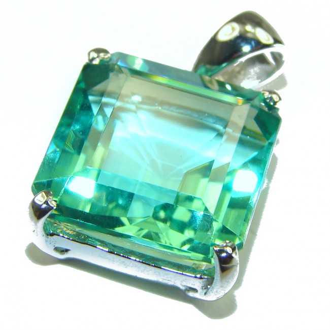 Luxurious 14.5 carat squere cut Apatite .925 Sterling Silver handmade Pendant