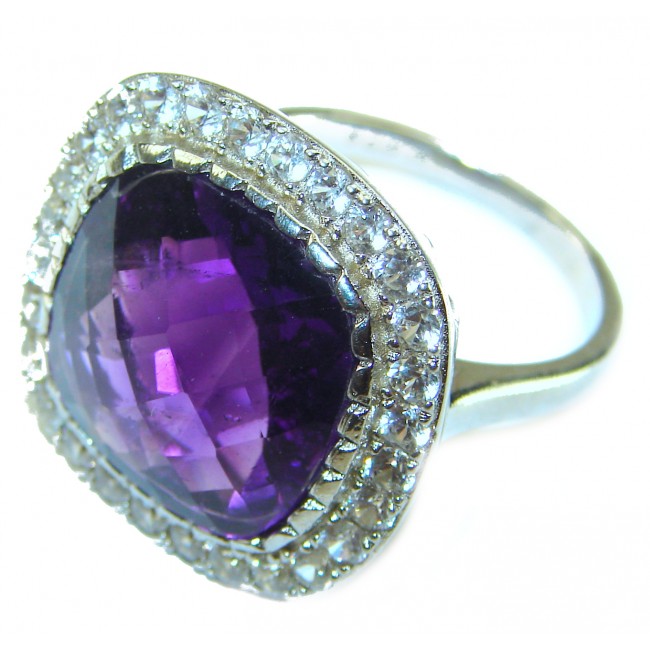 Luxurious 12.5 carat Purple Amethyst .925 Sterling Silver Handcrafted Large Ring size 7 1/2