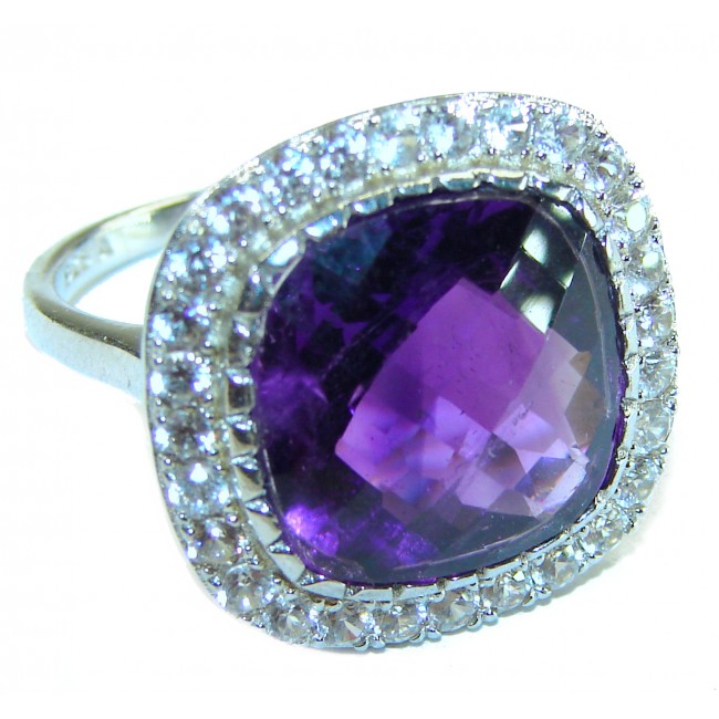 Luxurious 12.5 carat Purple Amethyst .925 Sterling Silver Handcrafted Large Ring size 7 1/2