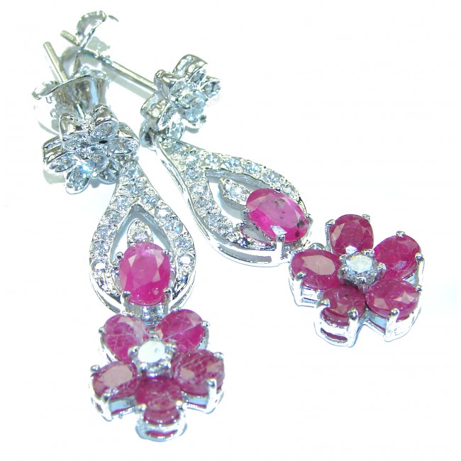 Great quality unique authentic Ruby .925 Sterling Silver handcrafted earrings