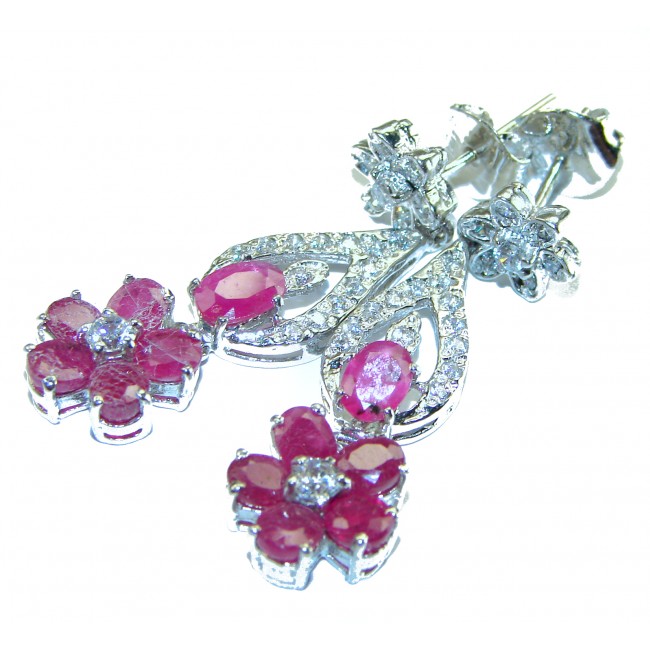 Great quality unique authentic Ruby .925 Sterling Silver handcrafted earrings