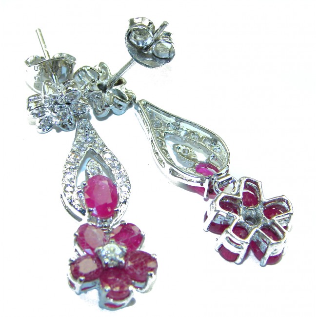 Great quality unique authentic Ruby .925 Sterling Silver handcrafted earrings