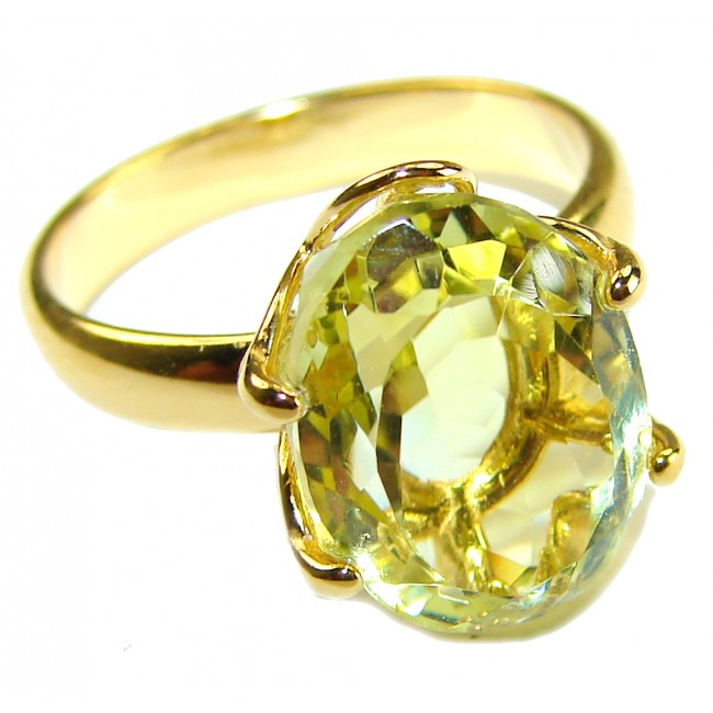 Authentic Citrine 14k Gold over .925 Sterling Silver handmade Cocktail Ring s. 7