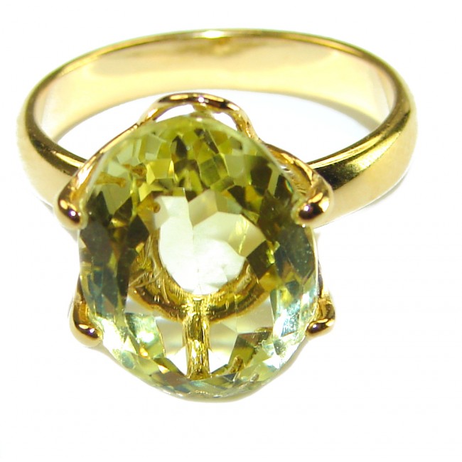 Authentic Citrine 14k Gold over .925 Sterling Silver handmade Cocktail Ring s. 7