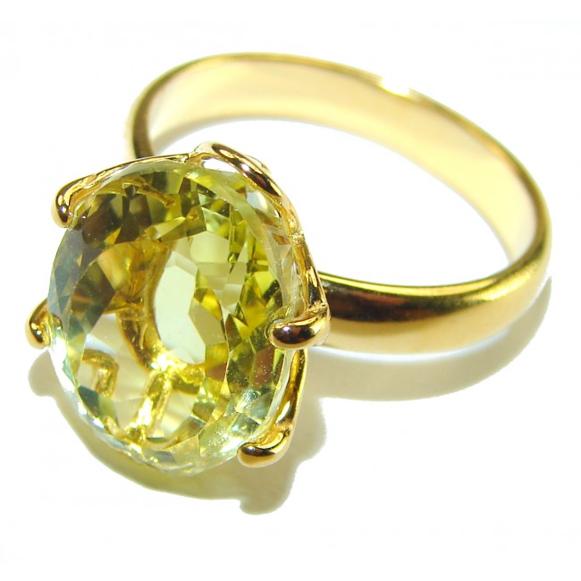 Authentic Citrine 14k Gold over .925 Sterling Silver handmade Cocktail Ring s. 7