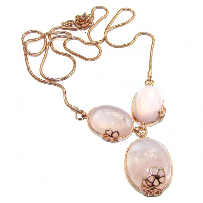 Graceful Rose Quartz 14K Rose Gold over .925 Sterling Silver handcrafted necklace