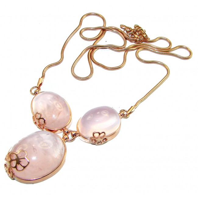 Graceful Rose Quartz 14K Rose Gold over .925 Sterling Silver handcrafted necklace