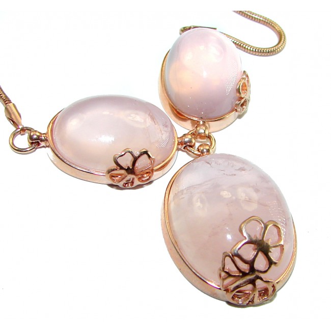 Graceful Rose Quartz 14K Rose Gold over .925 Sterling Silver handcrafted necklace