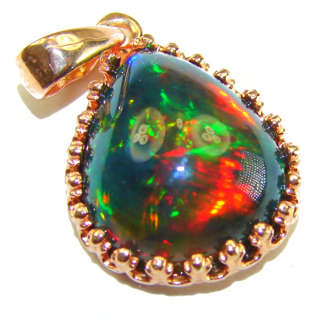 Pure Perfection 14.6CTW Authentic Black Opal 14K Gold over .925 Sterling Silver handmade Pendant