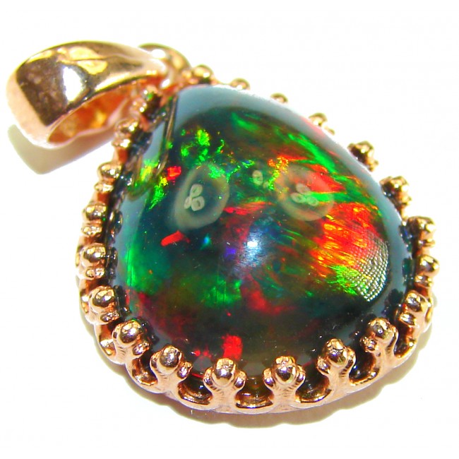 Pure Perfection 14.6CTW Authentic Black Opal 14K Gold over .925 Sterling Silver handmade Pendant