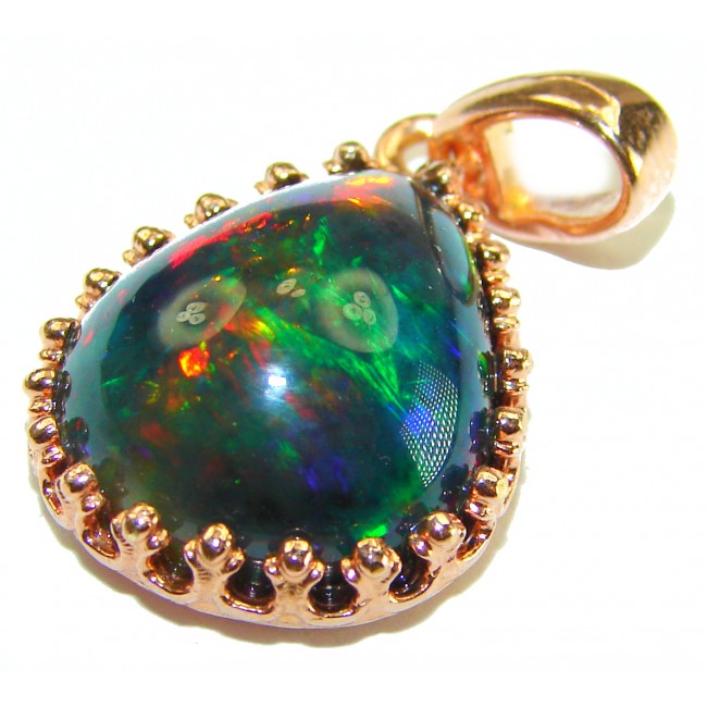 Pure Perfection 14.6CTW Authentic Black Opal 14K Gold over .925 Sterling Silver handmade Pendant