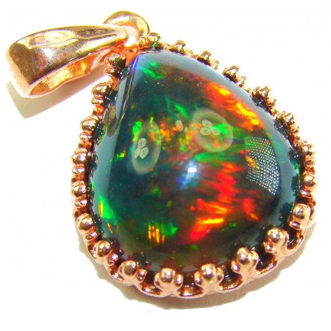 Pure Perfection 14.6CTW Authentic Black Opal 14K Gold over .925 Sterling Silver handmade Pendant