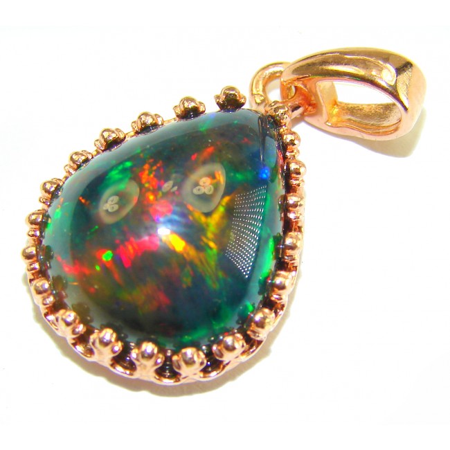 Pure Perfection 14.6CTW Authentic Black Opal 14K Gold over .925 Sterling Silver handmade Pendant