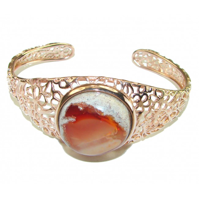 Arizona Sunset Mexican Opal handmade 14K Rose Gold over .925 Sterling Silver Bracelet / Cuff