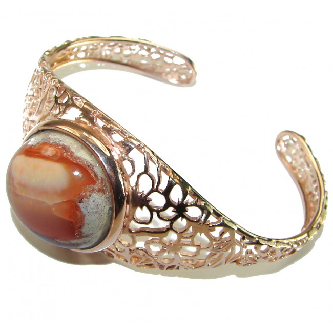 Arizona Sunset Mexican Opal handmade 14K Rose Gold over .925 Sterling Silver Bracelet / Cuff