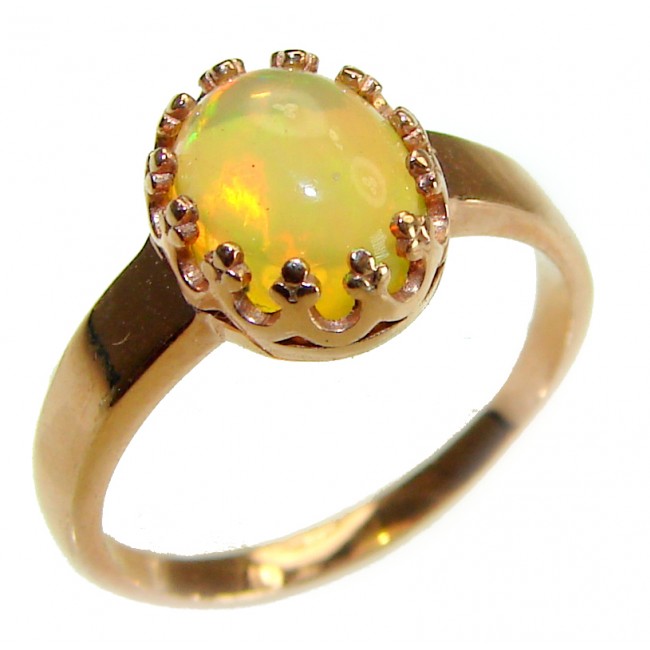 Golden Galaxy Genuine 4.5 carat Ethiopian Opal 14K Gold over .925 Sterling Silver handmade Ring size 6