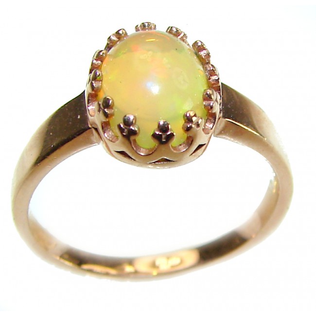 Golden Galaxy Genuine 4.5 carat Ethiopian Opal 14K Gold over .925 Sterling Silver handmade Ring size 6