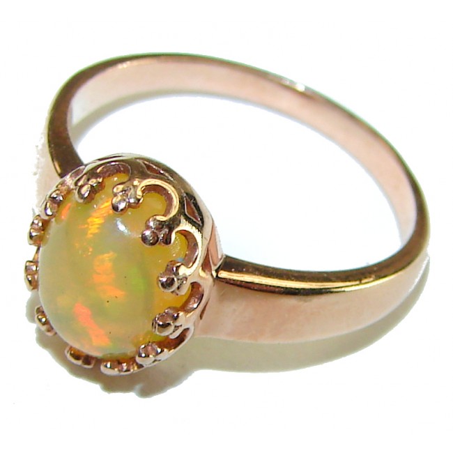 Golden Galaxy Genuine 4.5 carat Ethiopian Opal 14K Gold over .925 Sterling Silver handmade Ring size 6