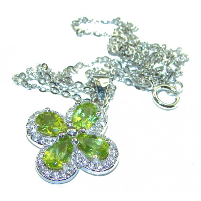 One of the kind authentic Green Peridot .925 Sterling Silver handmade necklace