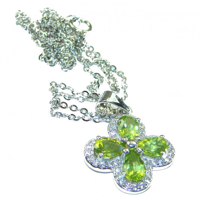 One of the kind authentic Green Peridot .925 Sterling Silver handmade necklace