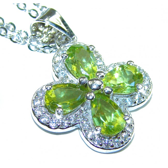 One of the kind authentic Green Peridot .925 Sterling Silver handmade necklace