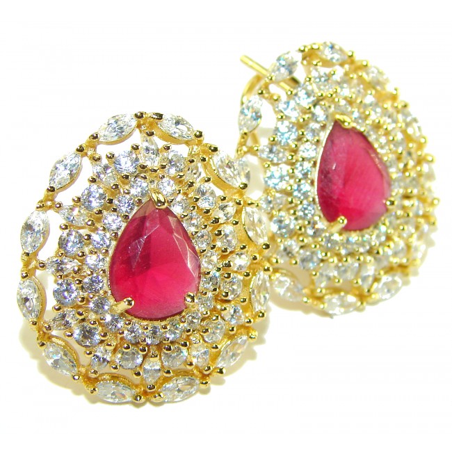 Great quality unique Ruby 14K Gold over .925 Sterling Silver handcrafted earrings