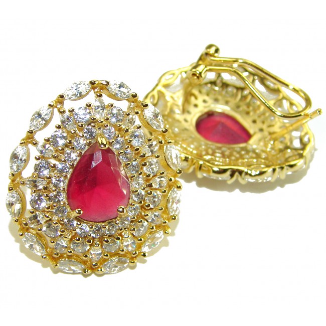 Great quality unique Ruby 14K Gold over .925 Sterling Silver handcrafted earrings