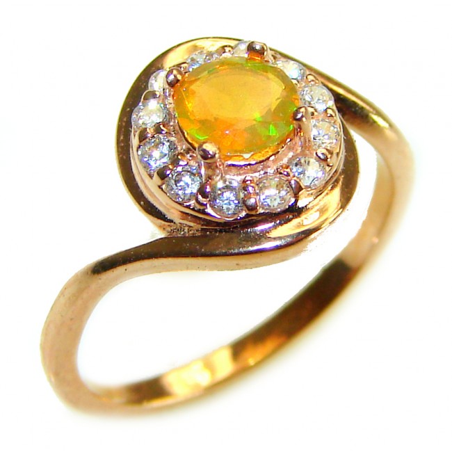 Genuine 3.5 carat Ethiopian Opal 14K Gold over .925 Sterling Silver handmade Ring size 6 3/4